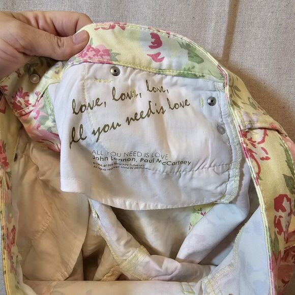 Liverpool Jeans Lemon Creme Yellow Floral Slim Fit Ankle Length Size 10 - Picture 10 of 10